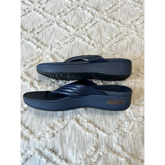 VIONIC Women's Pacific Cherine Navy Blue Leather Orthopedic Sandals Size 11 - Picture 3 of 8